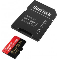 SanDisk 64GB Extreme PRO UHS-I A2 C10 V30 microSDXC memóriakártya + adapter (183520)